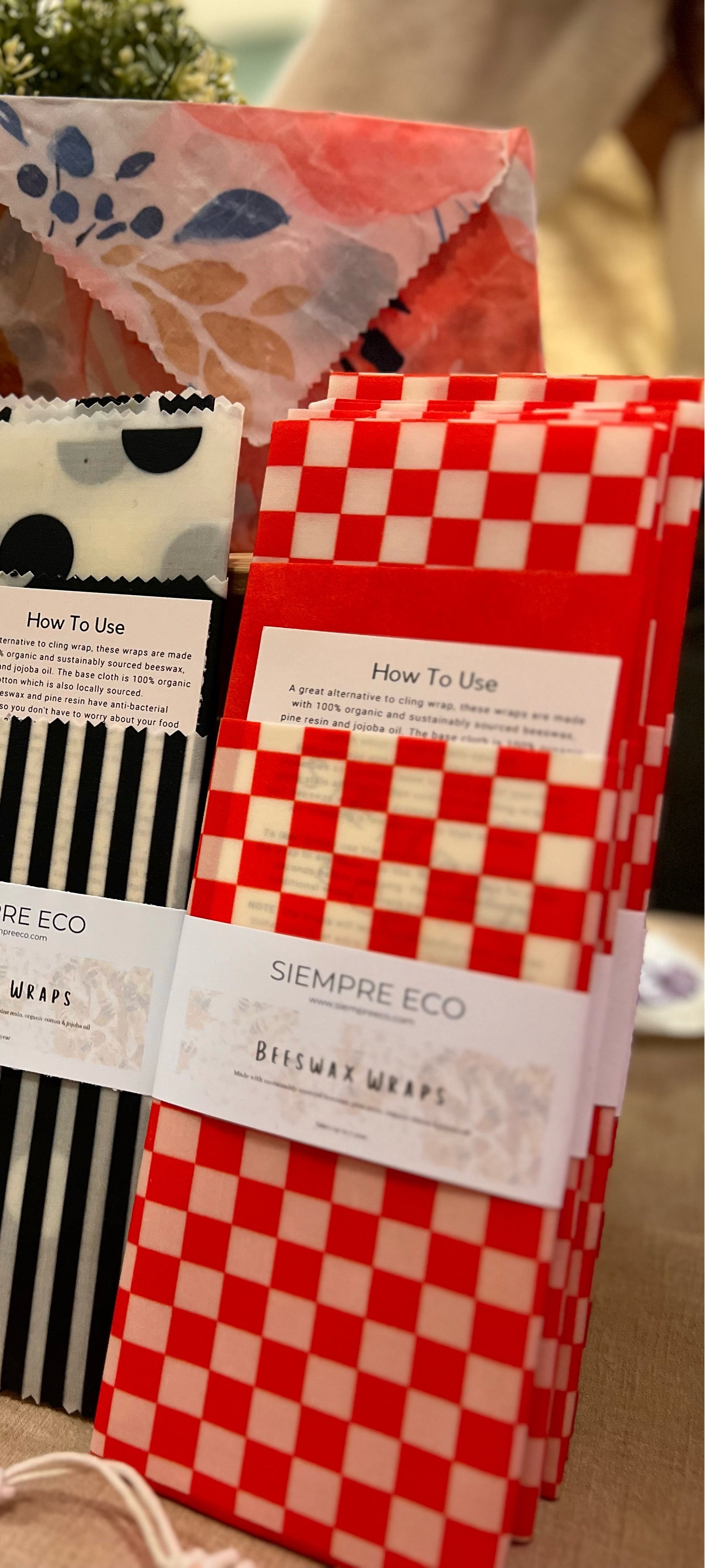 Beeswax Wraps - Orange Checkered (Set of 3)