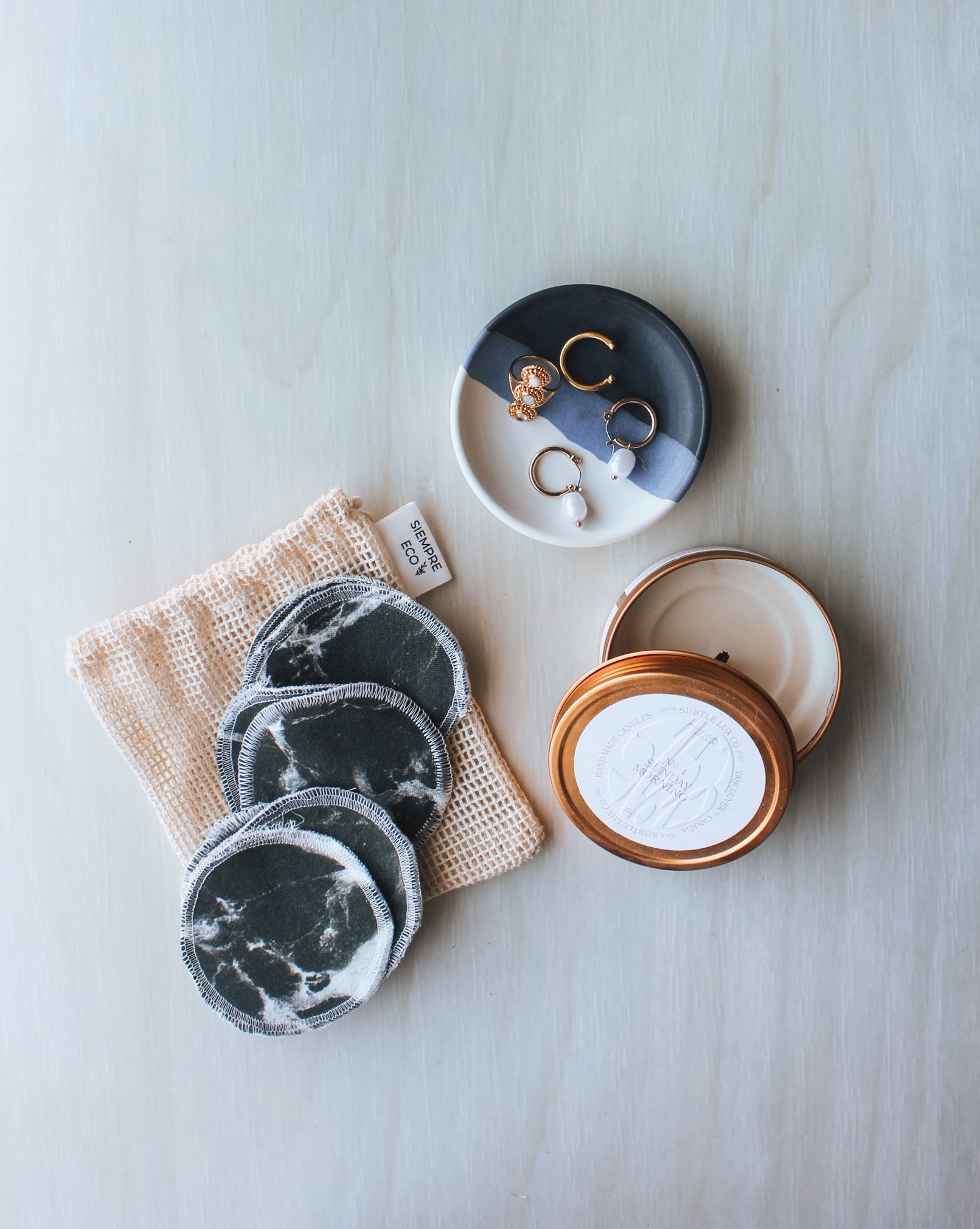 Reusable Cotton Rounds - Black Marble