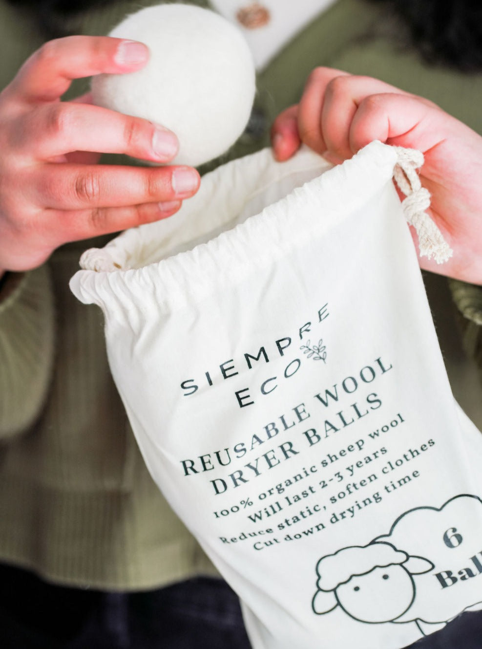 Reusable Wool Dryer Balls (6 pack)